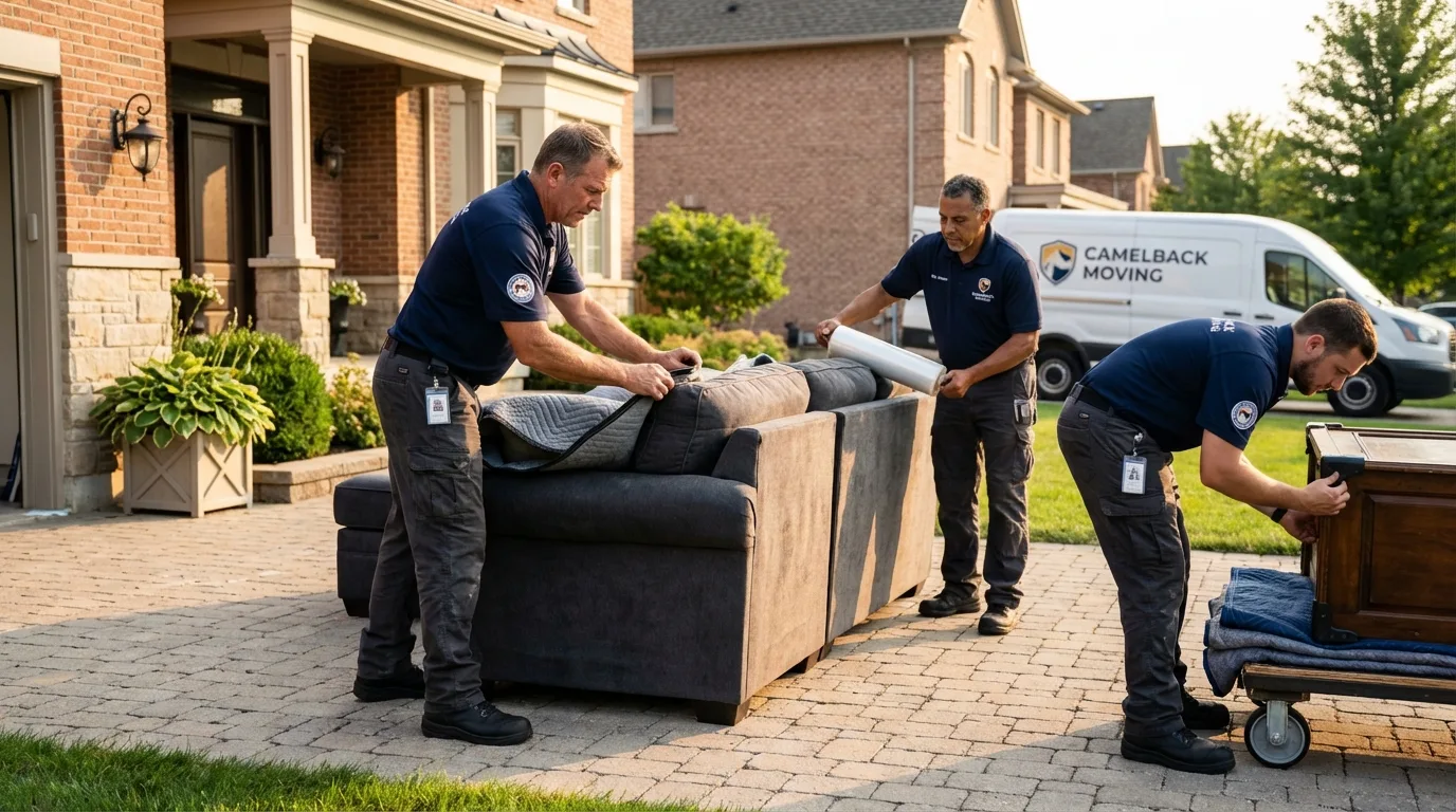 Large estate moving crew wrapping furniture in Junction City, KS