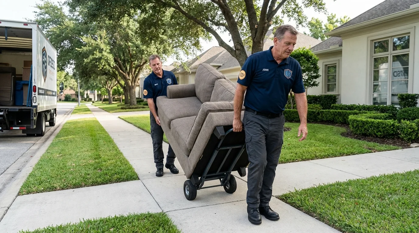 Local residential moving crew loading furniture in Junction City, KS
