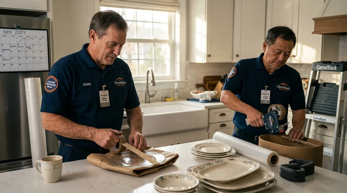 Professional crew packing kitchen dishware in Junction City, KS